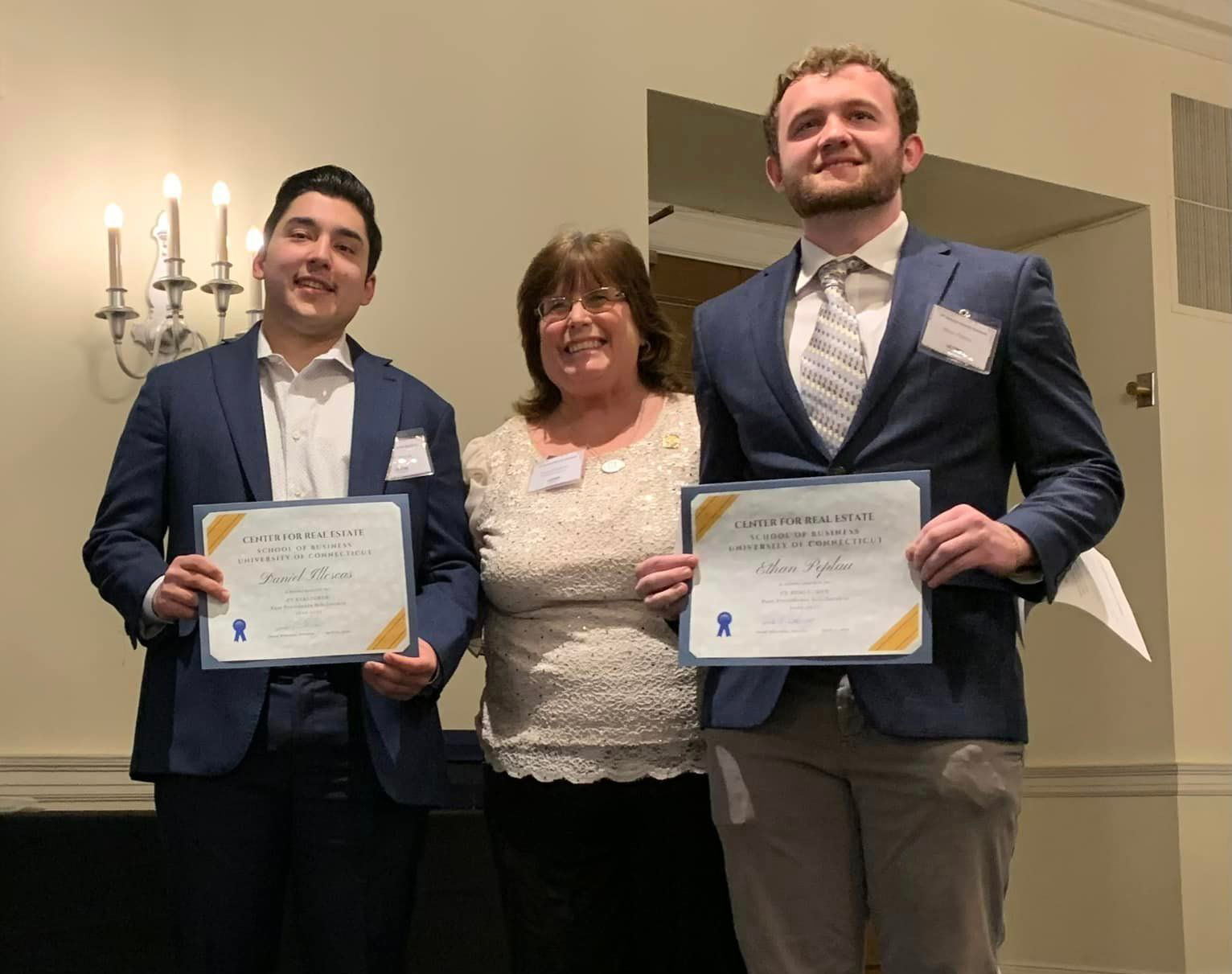 Past CTR President Carol Christiansen with Scholarship Winners Daniel Illescas and Ethan Peplau